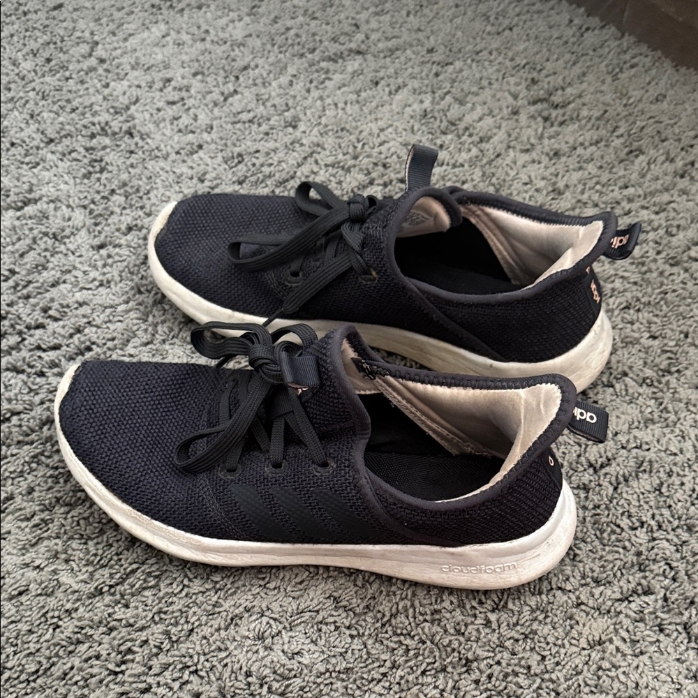 Adidas Black Knit Sneakers with White Soles